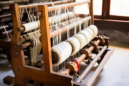 织机传统工艺的纺织厂背景