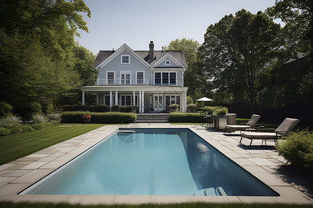 奢华别墅的泳池背景图片