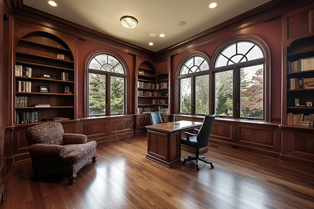 木头地板家庭书房背景
