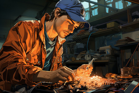 汽车维修中的专业技师背景图片