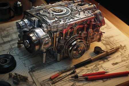 汽车内部细节精工细作汽车引擎设计图片