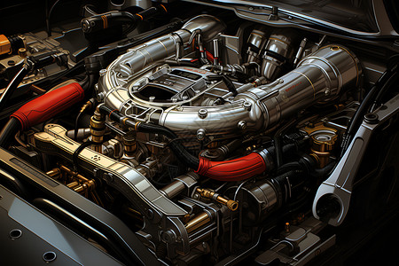 汽车发动机引擎汽车性能的核心技术插画