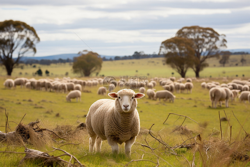 羊群在草地上图片