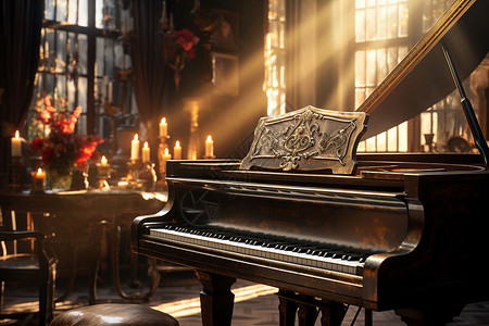 传统的复古钢琴背景图片