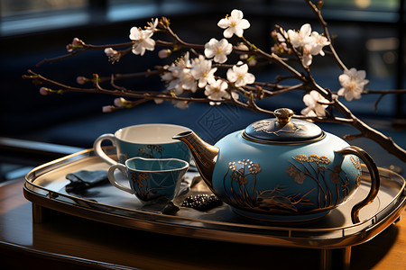传统艺术的茶具背景图片