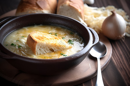 香辣面汤美味的法式洋葱汤背景