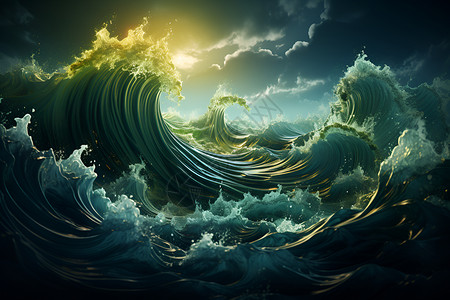 海洋中的波涛背景图片