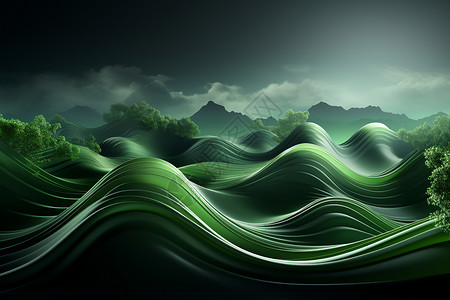 流动的绿色波浪背景图片