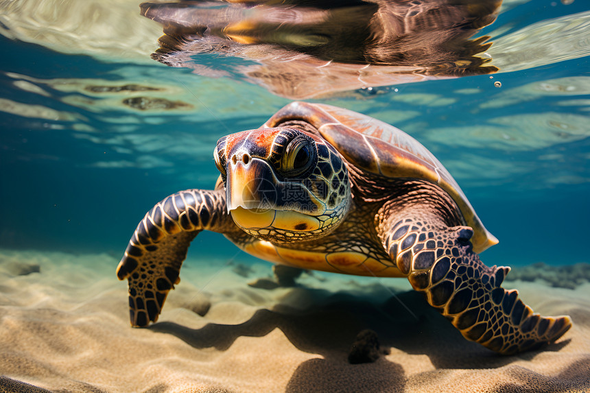 海洋中野生的海龟图片