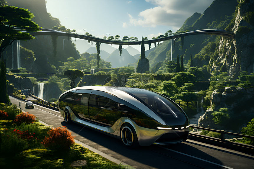 未来都市里的未来汽车图片