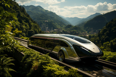 山谷中的未来汽车背景图片