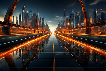 未来城市的桥梁背景图片