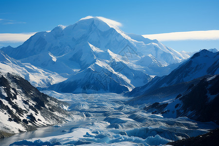 雪山下的冰河背景图片