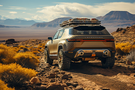 狂野霸气越野车狂野沙漠中的越野车背景