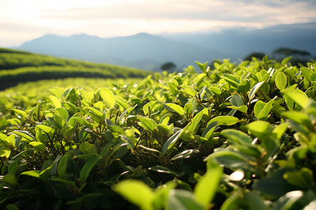 山谷里的茶山背景图片
