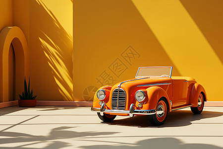 复古橙色汽车背景图片