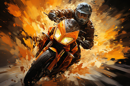 火焰死亡摩托狂飙的摩托车插画