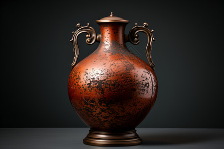 传统精美的古董陶罐背景图片
