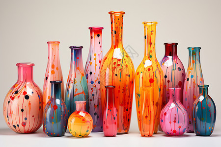 五颜六色的陶瓷花瓶背景图片