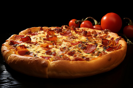 至尊披萨美味至尊番茄培根比萨背景
