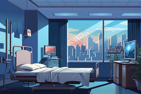 医院病房里的病床背景图片