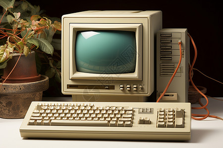 怀旧科技绿屏电脑背景图片