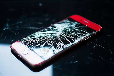 摔碎桌面上屏幕碎裂的手机背景
