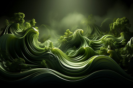 生机盎然的抽象波浪背景图片