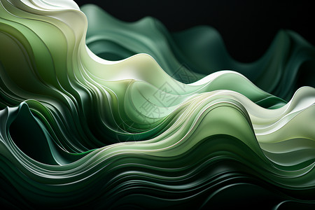 抽象绿波曲线高清图片