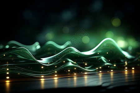绿色曲线光效神秘绿色光波设计图片