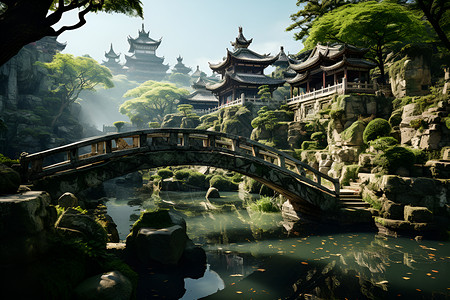 中国园林风景背景图片