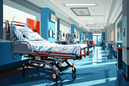 医院里的转移床插画