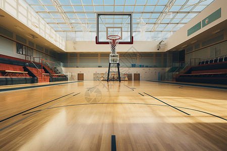 体育馆里的篮球场背景图片