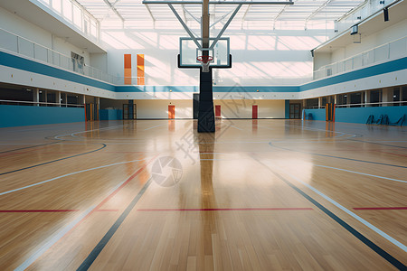 篮球场上的球篮高清图片