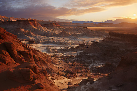 壮观的火星岩石沙丘景观高清图片