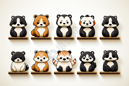 趣味十足的卡通熊猫插图背景图片