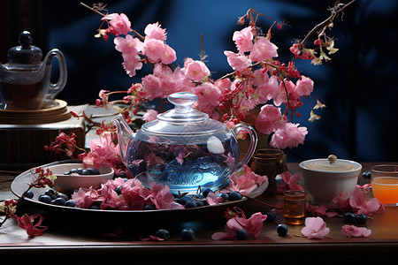 茶香四溢的中国茶具背景图片