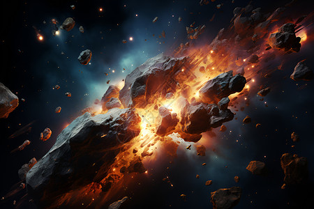 宇宙奥秘太空陨石的壮丽景象设计图片