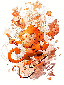 卡通风格的小猴子背景图片