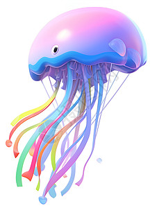 手绘艺术的彩色水母高清图片