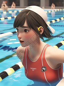专注训练的游泳运动员背景图片