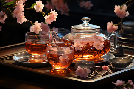 中式古风的玻璃茶壶背景图片