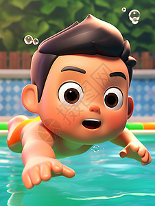 快乐的泳池男孩背景图片