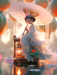 春语悦影的古风女子背景图片