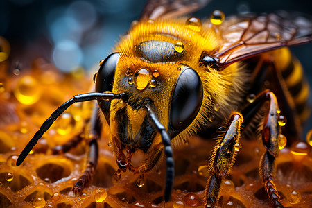 蜂巢中的蜜蜂背景图片
