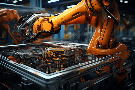 汽车加工厂的自动化生产线背景图片