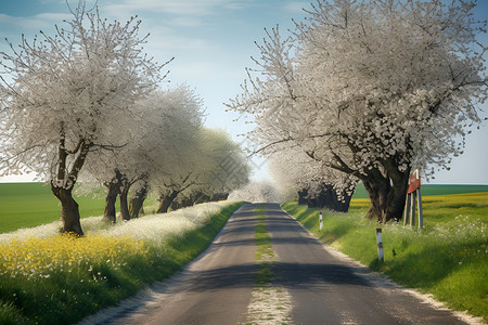 春天的绿色长廊背景图片