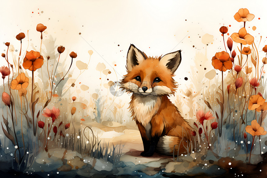 草丛中的狐狸图片