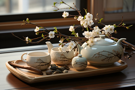 禅意之美的中式茶具背景图片
