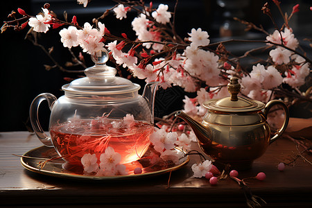 传统的中式花茶背景图片